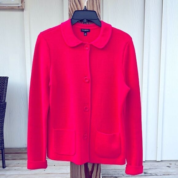 Talbots Hot pink/Melon Colored Button up Jacket with front pockets (LIKE NEW!) - Picture 1 of 11